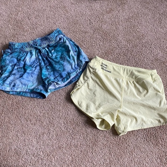 Athleta Girl | Bundle of Two Workout Athletic Shorts Blue Yellow Size Large 12 - Picture 1 of 9